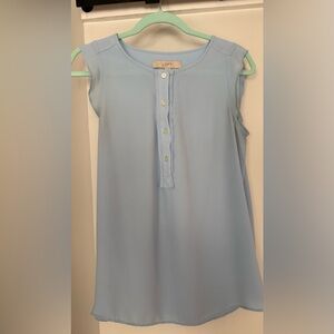 LOFT Light Blue Sleeveless Henley-Style Camisole